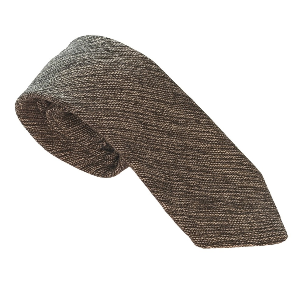 Maria Svatina Brown Pure Virgin Wool Textured Weave Tie Made in Canada